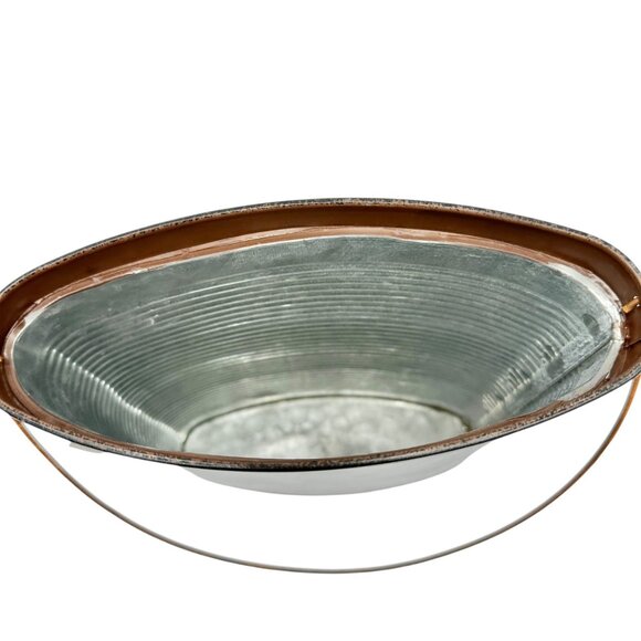 Transpac Galvanized Metal Containers Trio Rustic Oval Design Storage Buckets - Picture 9 of 12